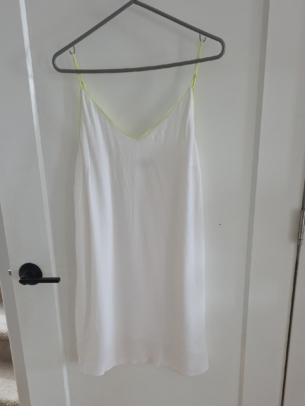 Wilfred White Slip Dress with Neon Yellow Trim